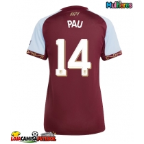 Camisa de Futebol Aston Villa Pau Torres #14 Equipamento Principal Mulheres 2025-26 Manga Curta